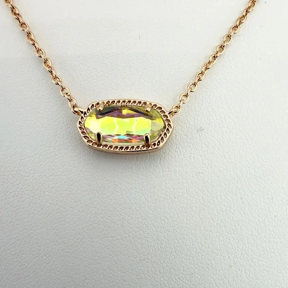 NWT Kendra Scott Gold Chain Necklace with Yellow AB Rhinestone Pendant - Picture 2 of 9